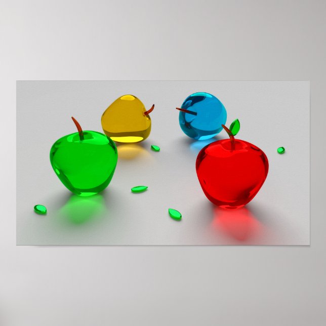 Shiny Colourful Glass Fruit Apples Poster (Front)