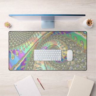 Shiny Colourful Spiral Fractal Digital Abstract Ar Desk Mat