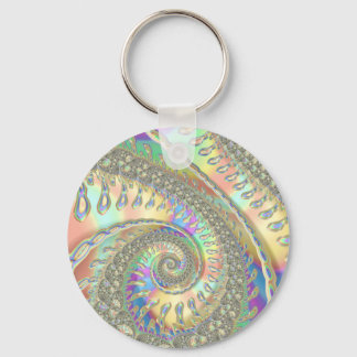 Shiny Colourful Spiral Fractal Digital Abstract Ar Key Ring