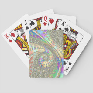 Shiny Colourful Spiral Fractal Digital Abstract Ar Playing Cards