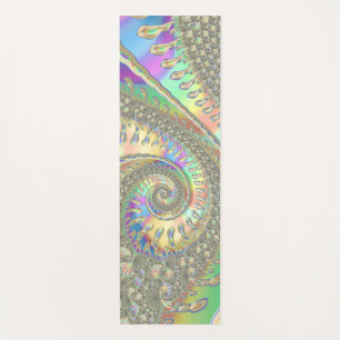 Shiny Colourful Spiral Fractal Digital Abstract Ar Yoga Mat