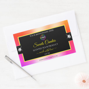 Shiny Colourfully Rainbow Black Logo Product Label
