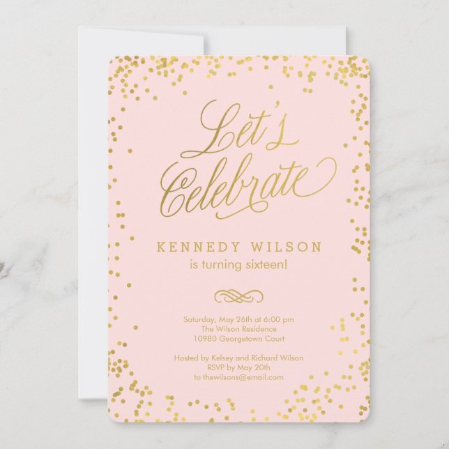 Shiny Confetti Editable Colour Party Invitation (Front)