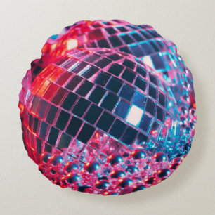 Shiny disco party background with mirror balls ref round cushion