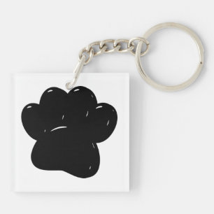Shiny Dog Paw Print Drawing Key Ring