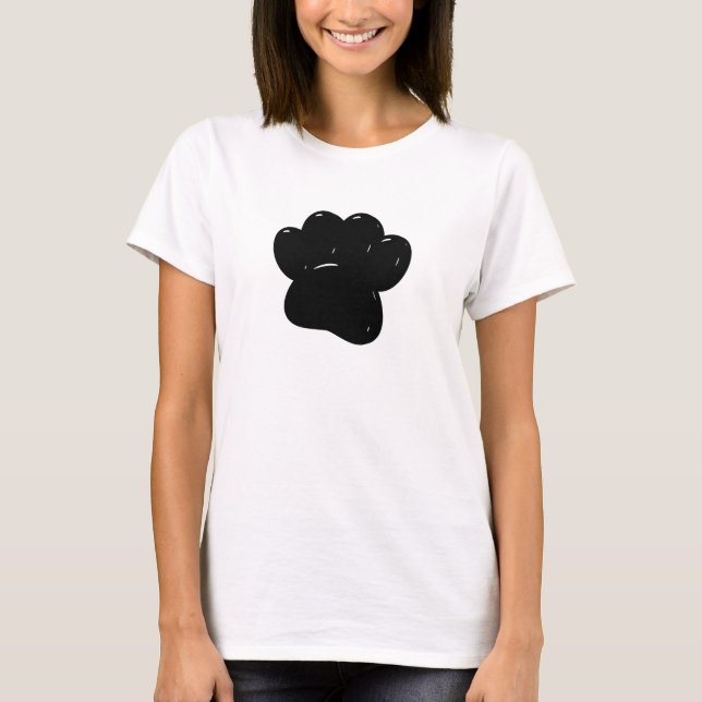 Shiny Dog Paw Print Drawing T-Shirt (Front)