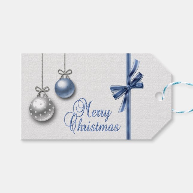 Shiny Elegant Christmas Balls Gift Tags (Front (Horizontal))