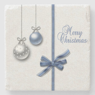 Shiny Elegant Christmas Balls Stone Coaster