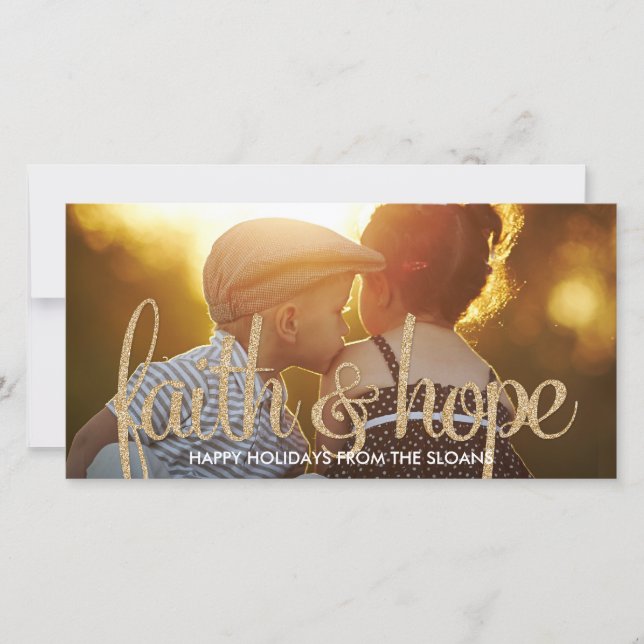 Shiny Faith & Hope Holiday Photo Card (Front)