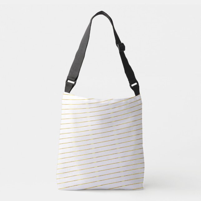 Shiny Faux Gold Striped Elegant Glamour Modern Crossbody Bag (Front)