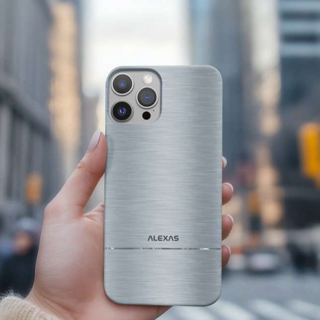 Shiny faux silver brushed aluminium metallic look Case-Mate iPhone case (Creator Uploaded)