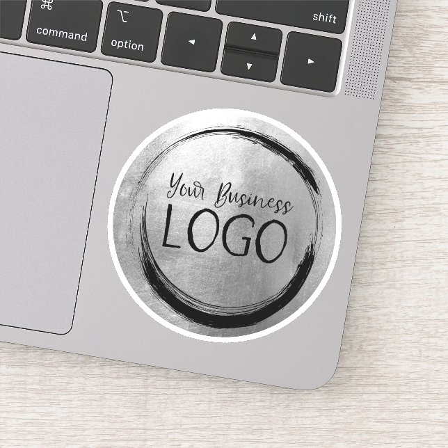 Shiny Faux Silver Grey Foil Circle Business Logo  (Detail)