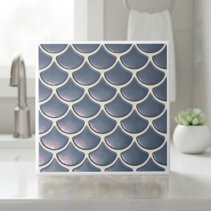 Shiny Fish Scale Pattern Navy Blue ID1199 Tile