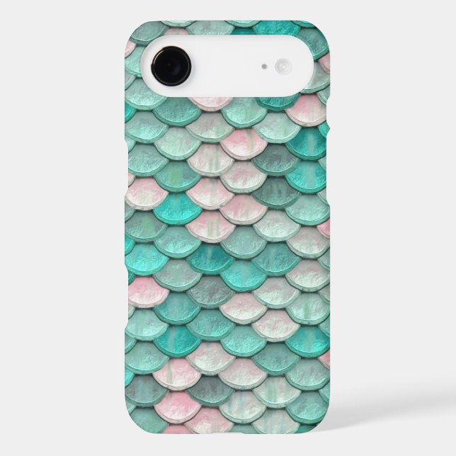 Shiny Fish Scales Effect Pattern Green Pink Case-Mate iPhone Case (Back)