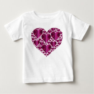 Shiny Fuschia Hearts Baby T-Shirt