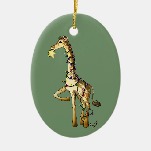 Shiny Giraffe Ceramic Tree Decoration (Front)