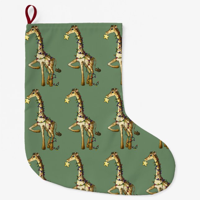 Shiny Giraffe Large Christmas Stocking (Front)