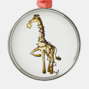 Shiny Giraffe Metal Tree Decoration
