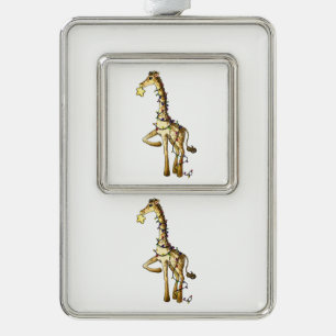 Shiny Giraffe Silver Plated Framed Ornament