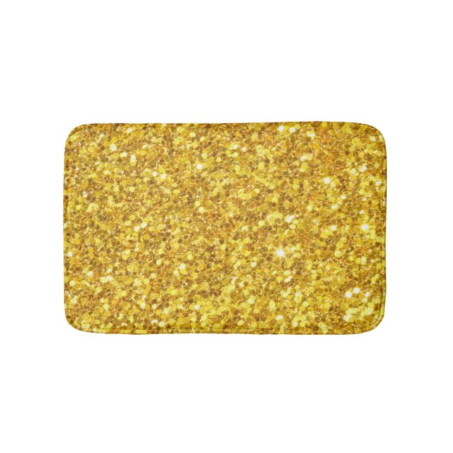 Shiny Gold And White Glitter Bath Mat (Front)