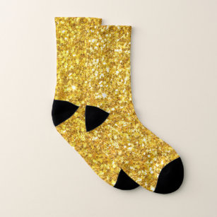 Shiny Gold And White Glitter Socks