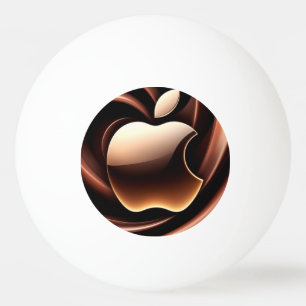 Shiny Gold Apple With Liquid Metallic Ribbons Ping Pong Ball