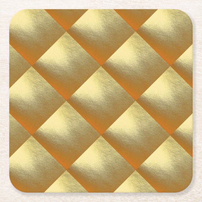 Shiny Gold Art Square Paper Coaster (Front)