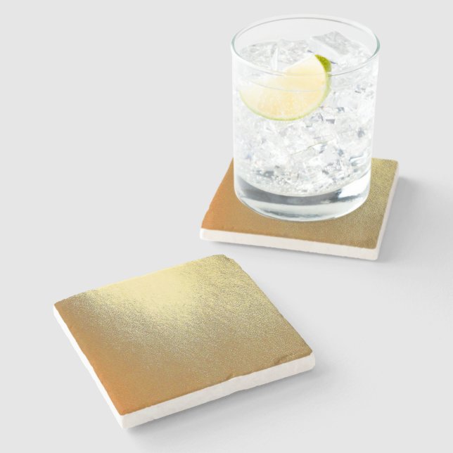 Shiny Gold Art Stone Coaster (Side)