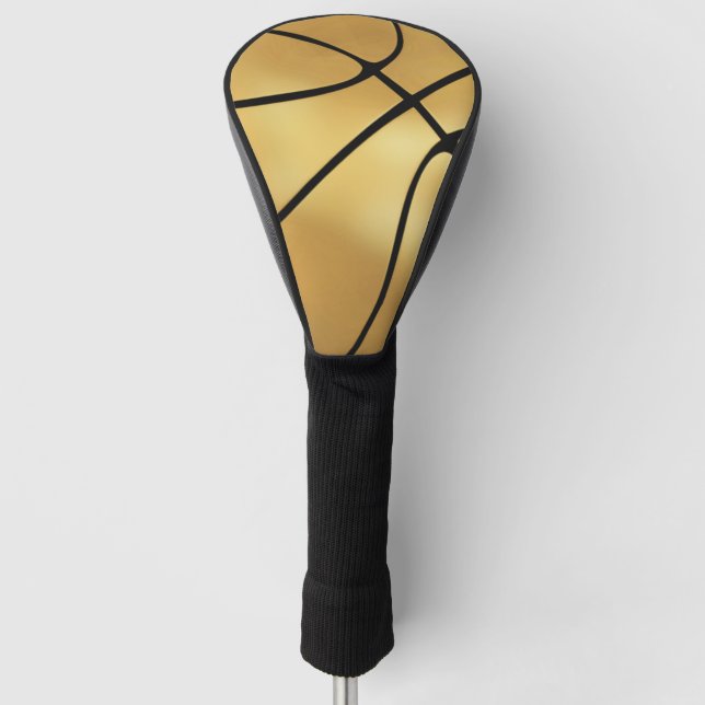 Shiny Gold Basketball Golf Head Cover (Front)