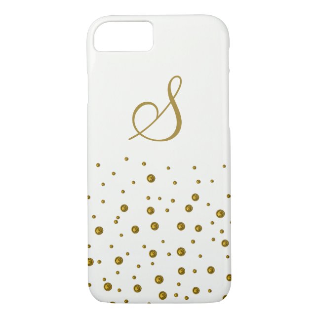 Shiny Gold Dots Custom Monogram Case-Mate iPhone Case (Back)