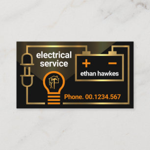Shiny Gold Electrical Battery Circuit Business Card