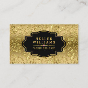 Shiny gold foil damask pattern business card