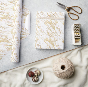 Shiny Gold Foil Paint Marble Texture Wrapping Paper
