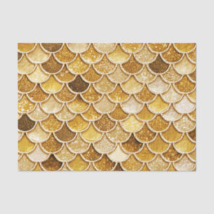 Shiny Gold Glitter Mermaid Scales Tissue Paper