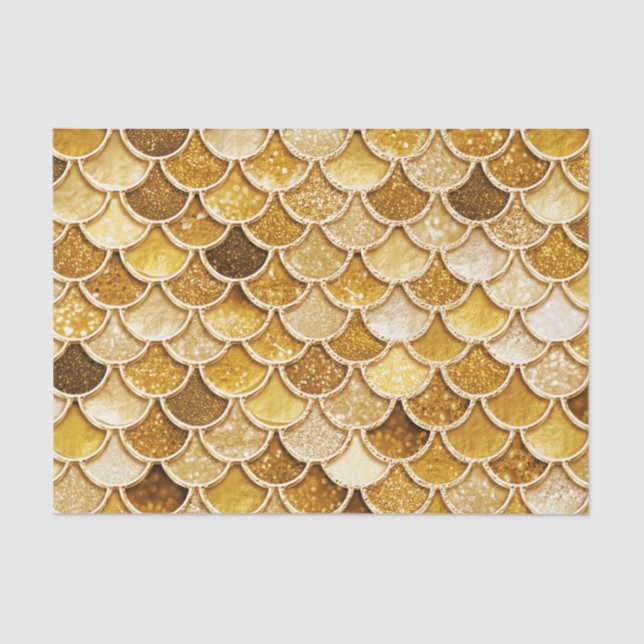 Shiny Gold Glitter Mermaid Scales Tissue Paper (Front)
