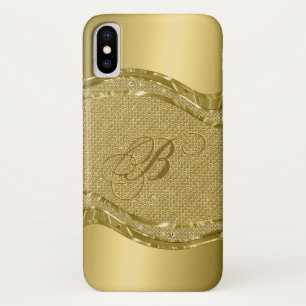 Shiny Gold Metallic Look With Diamonds Pattern iPhone X Case