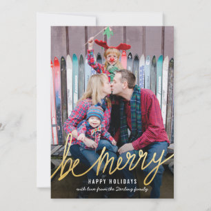 Shiny Gold Script Classic Christmas Photo Cards