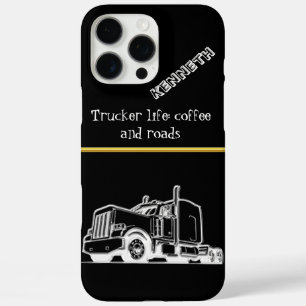 Shiny Gold Semi-Truck Illustration iPhone 16 Pro Max Case