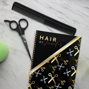 Shiny Gold & Silver Scissors Pattern Hairstylist  Planner