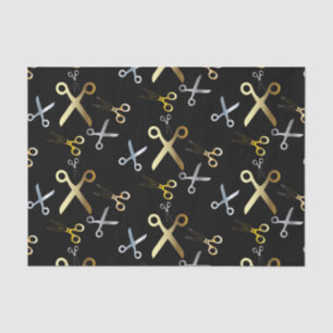 Shiny Gold & Silver Scissors Pattern Hairstylist  Tissue Paper