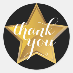 Shiny Gold Star Thank You Sticker