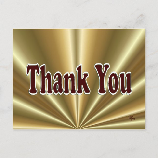 Shiny Gold Thank You Postcard - customise (Front)