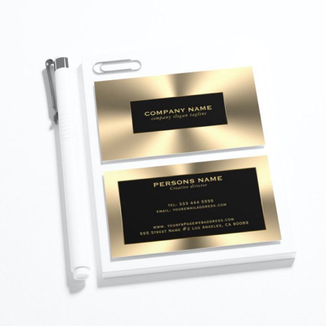 Shiny Gold Tones Stainless Steel Look Business Card (Creator Uploaded)