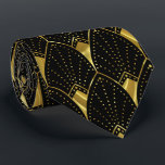 Shiny Gold Vintage Art Deco Pattern on Dark Grey Tie<br><div class="desc">This shiny gold vintage Art Deco pattern over a black background is an elegant tie you can wear to the office or out to an elegant dinner. The black background colour is a changeable colour to match your colours. Darker colours work best.</div>