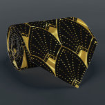 Shiny Gold Vintage Art Deco Pattern on Dark Grey Tie<br><div class="desc">This shiny gold vintage Art Deco pattern over a black background is an elegant tie you can wear to the office or out to an elegant dinner. The black background colour is a changeable colour to match your colours. Darker colours work best.</div>