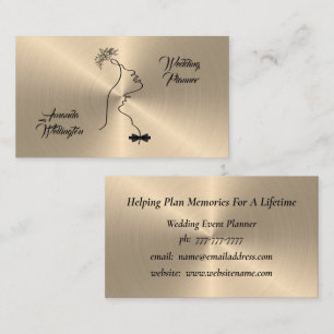 Shiny Gold Wedding Event Planner Business Card