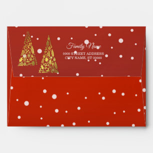 Shiny Golden Christmas Trees Holiday Envelope