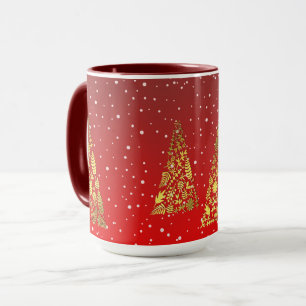 Shiny Golden Christmas Trees Holiday Mug