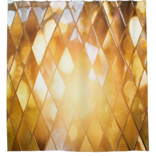 Shiny golden mosaic glass shower curtain