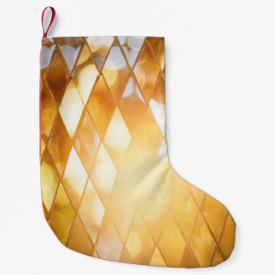 Shiny golden mosaic glass small christmas stocking